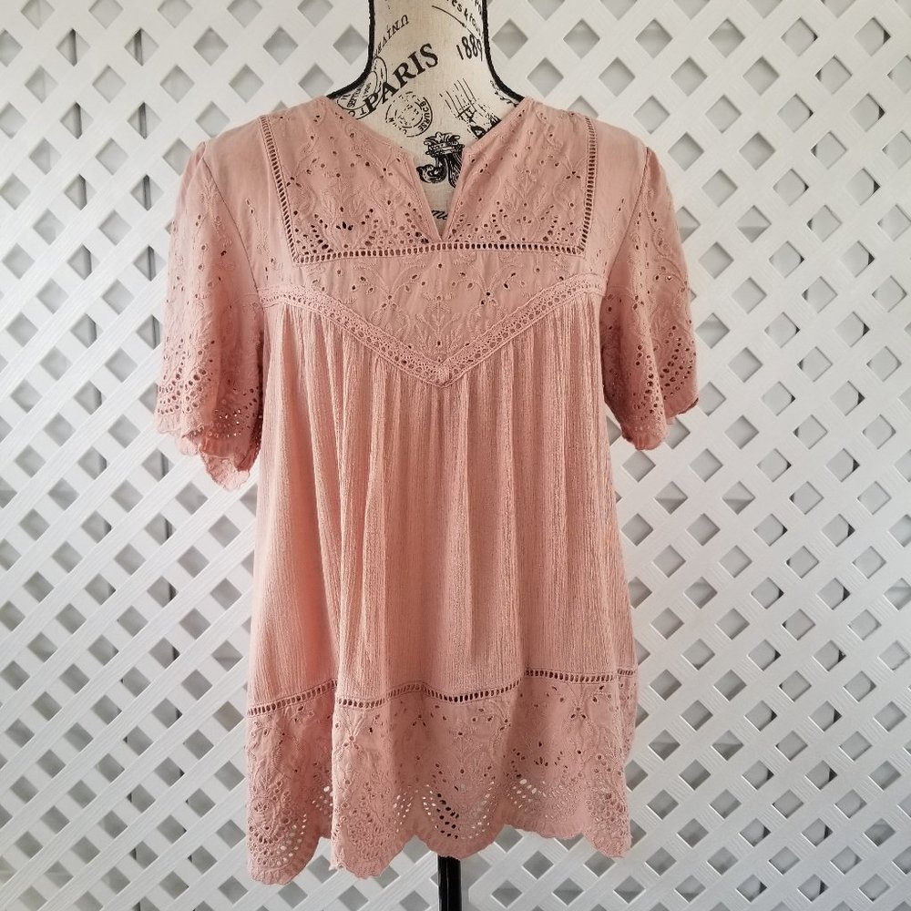 Knox Rose L Peachtree Eyelet Top NWT #7358